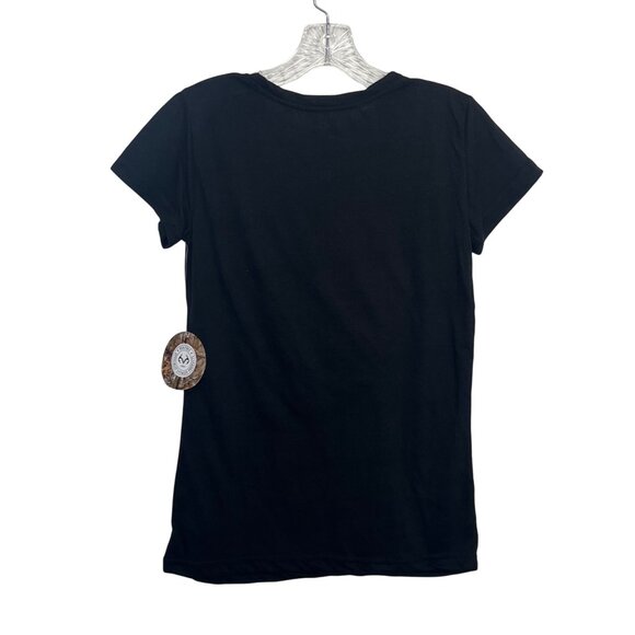 Realtree Camo Logo Short Sleeve Tshirt Womens Small Black Pink New Hunting - Picture 2 of 9